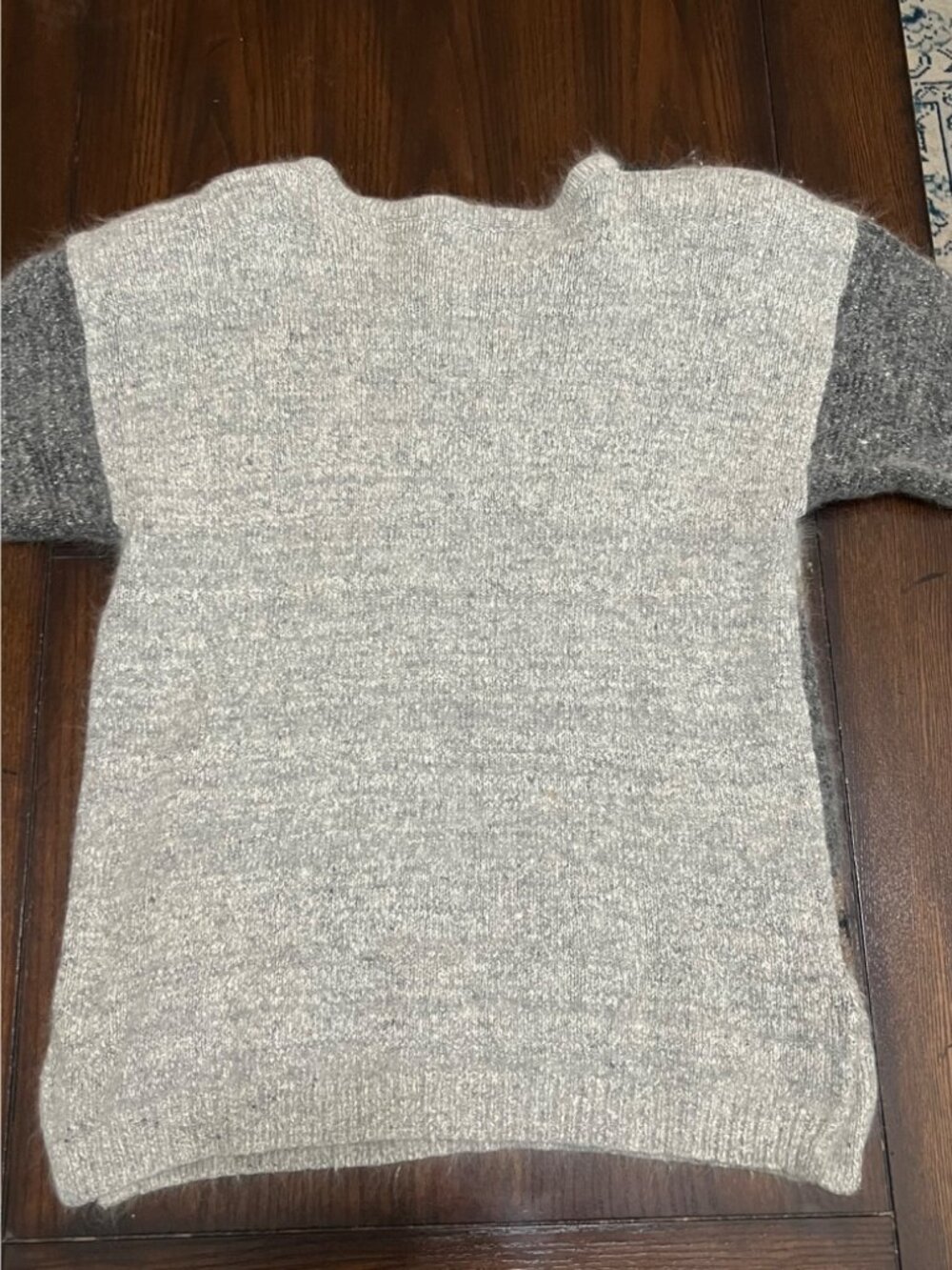 Vintage Crewneck Argyle Sweater Silk Angora Wool Black Gray 80s 90s Fuz Soft Med - Picture 4 of 7